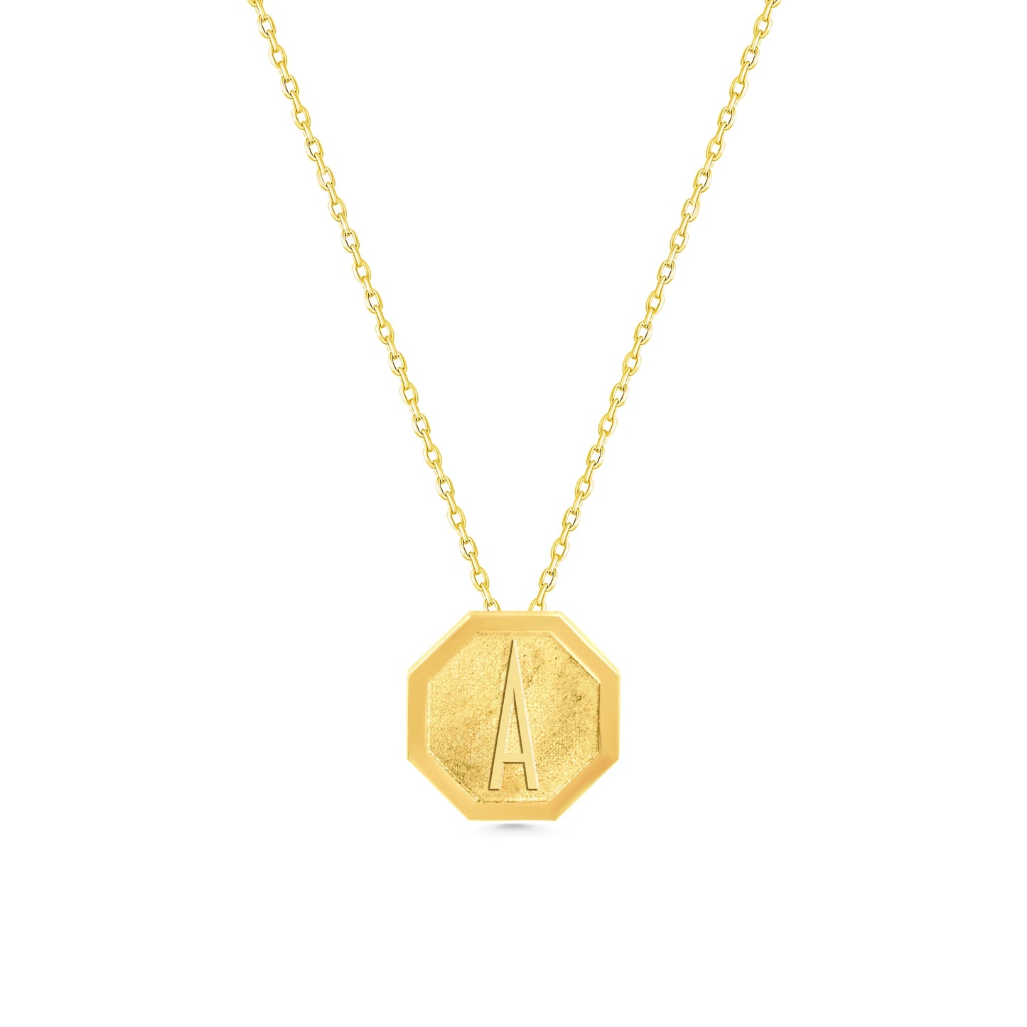 Sekizgen A Harfi Gümüş Kolye